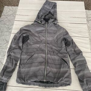 Lululemon Athletica Striped Gray Hooded Jacket
